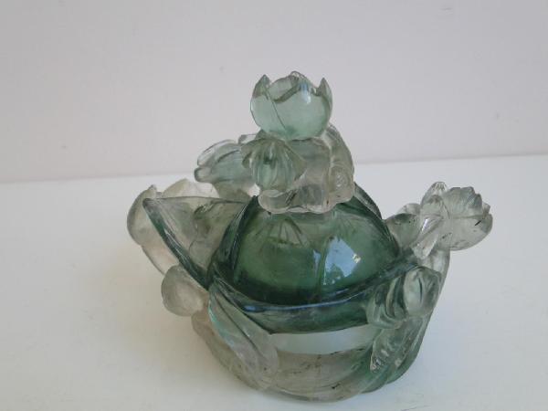 Fleur de lotus en quartz ou jade Chine Objet chinois sculpté -photo-4