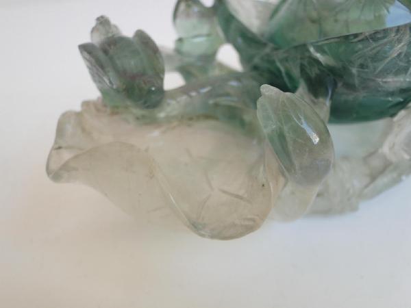 Fleur de lotus en quartz ou jade Chine Objet chinois sculpté -photo-7