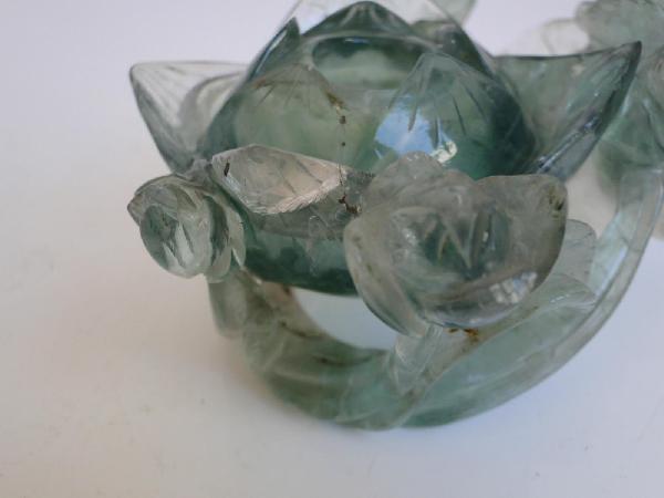 Fleur de lotus en quartz ou jade Chine Objet chinois sculpté -photo-8