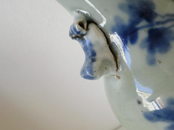 Vase bleu et blanc de Chine à décor ancien de feuillages -photo-6