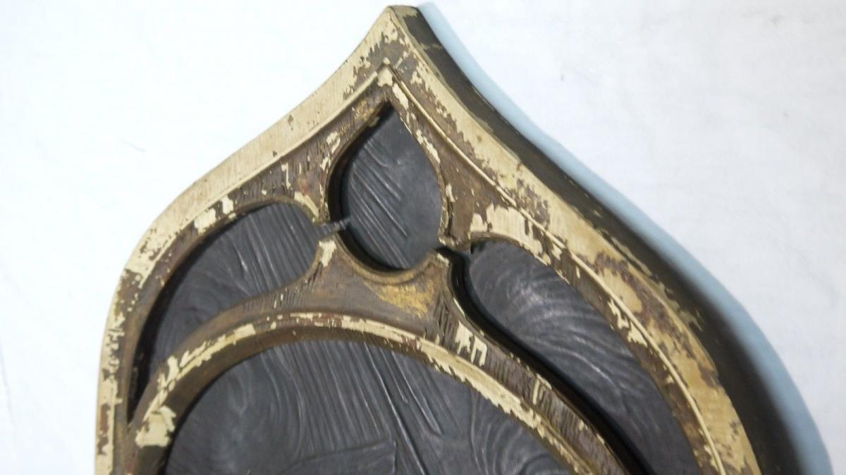 Cadre en cuir XIXe Gothique Scène religieuse-photo-6
