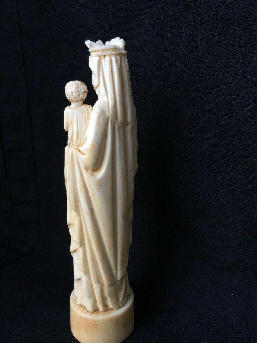 Vierge à l'Enfant XIXe Sculptée à la main-photo-4