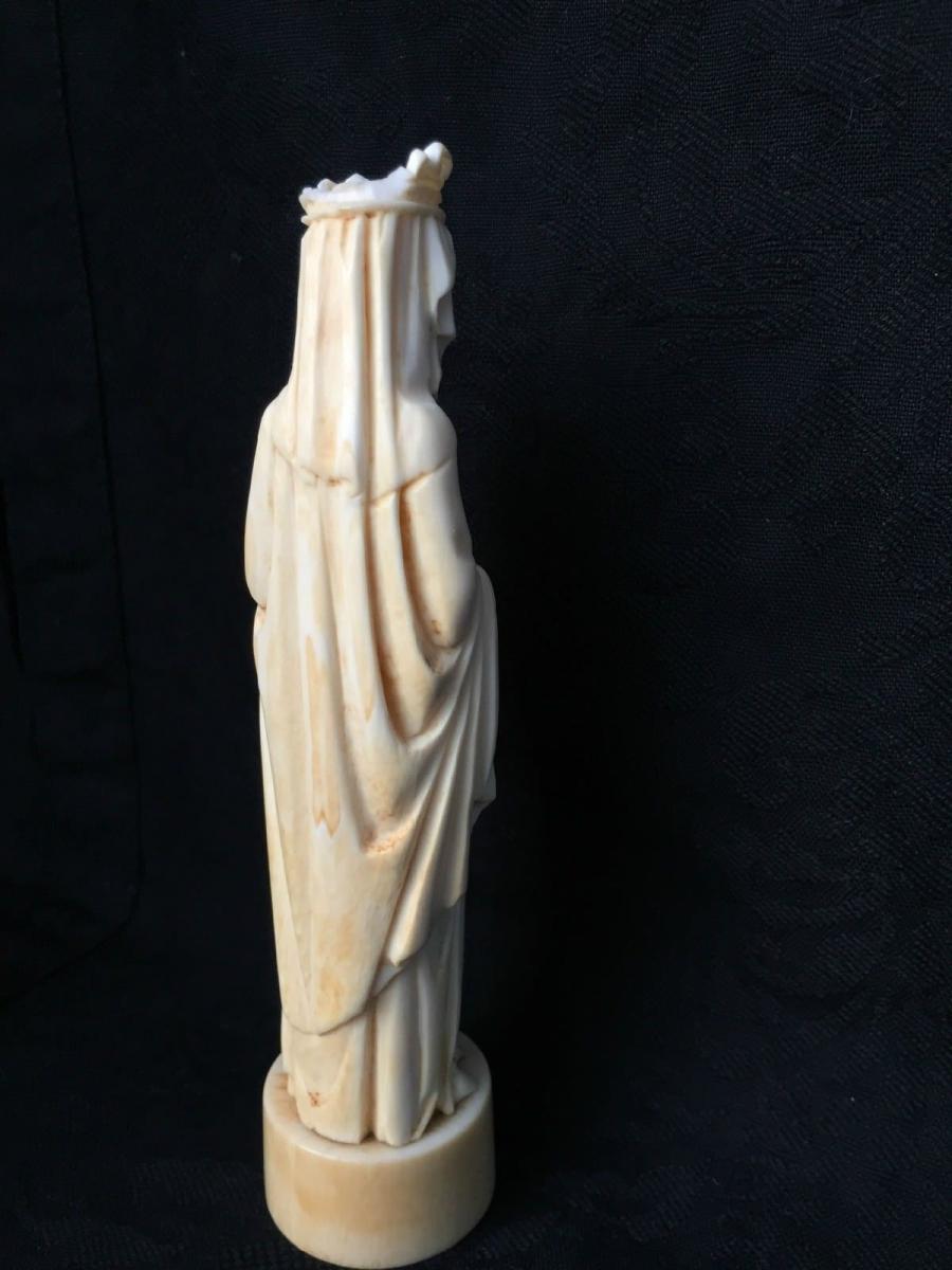 Vierge à l'Enfant XIXe Sculptée à la main-photo-1