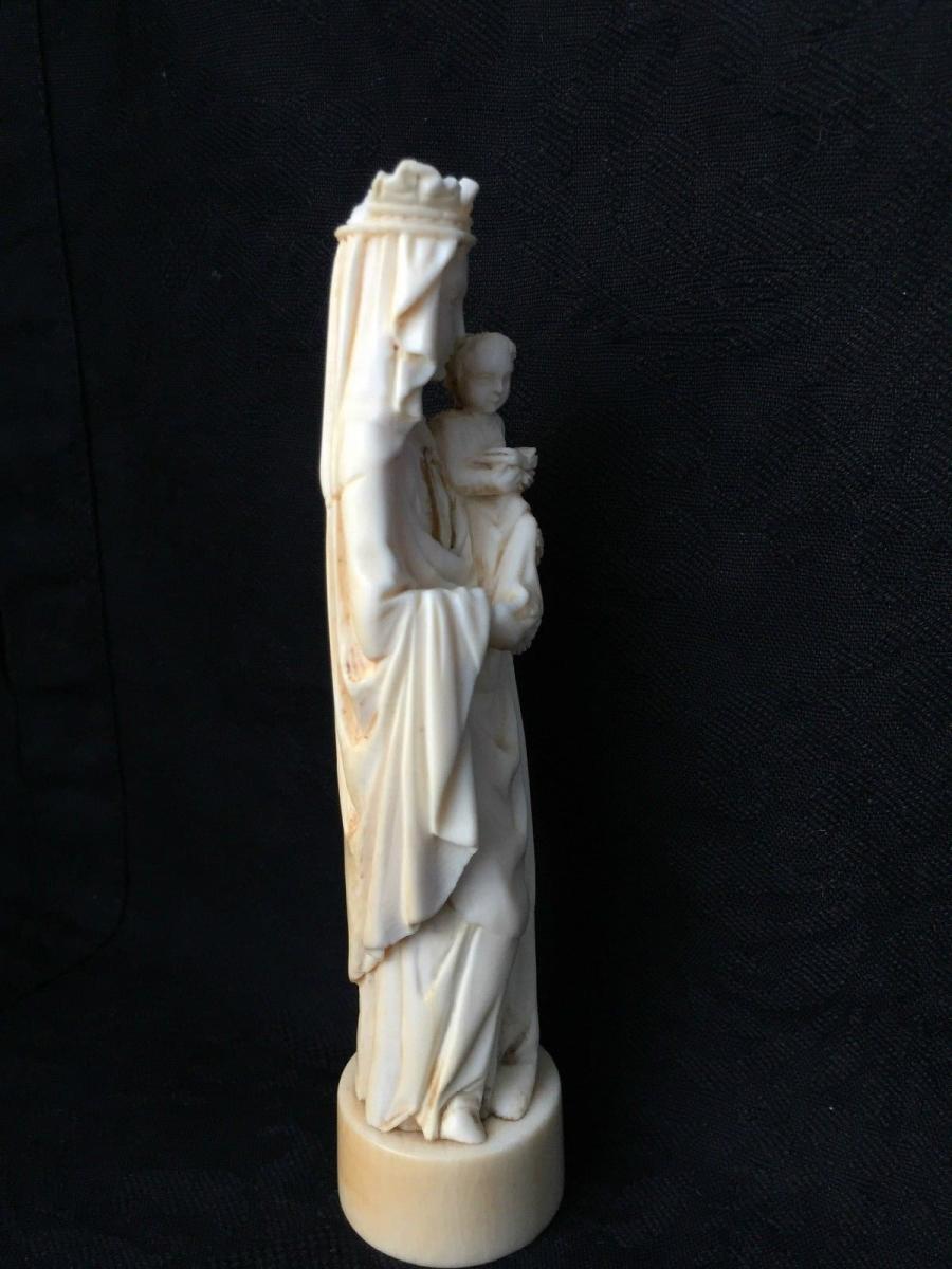 Vierge à l'Enfant XIXe Sculptée à la main-photo-2
