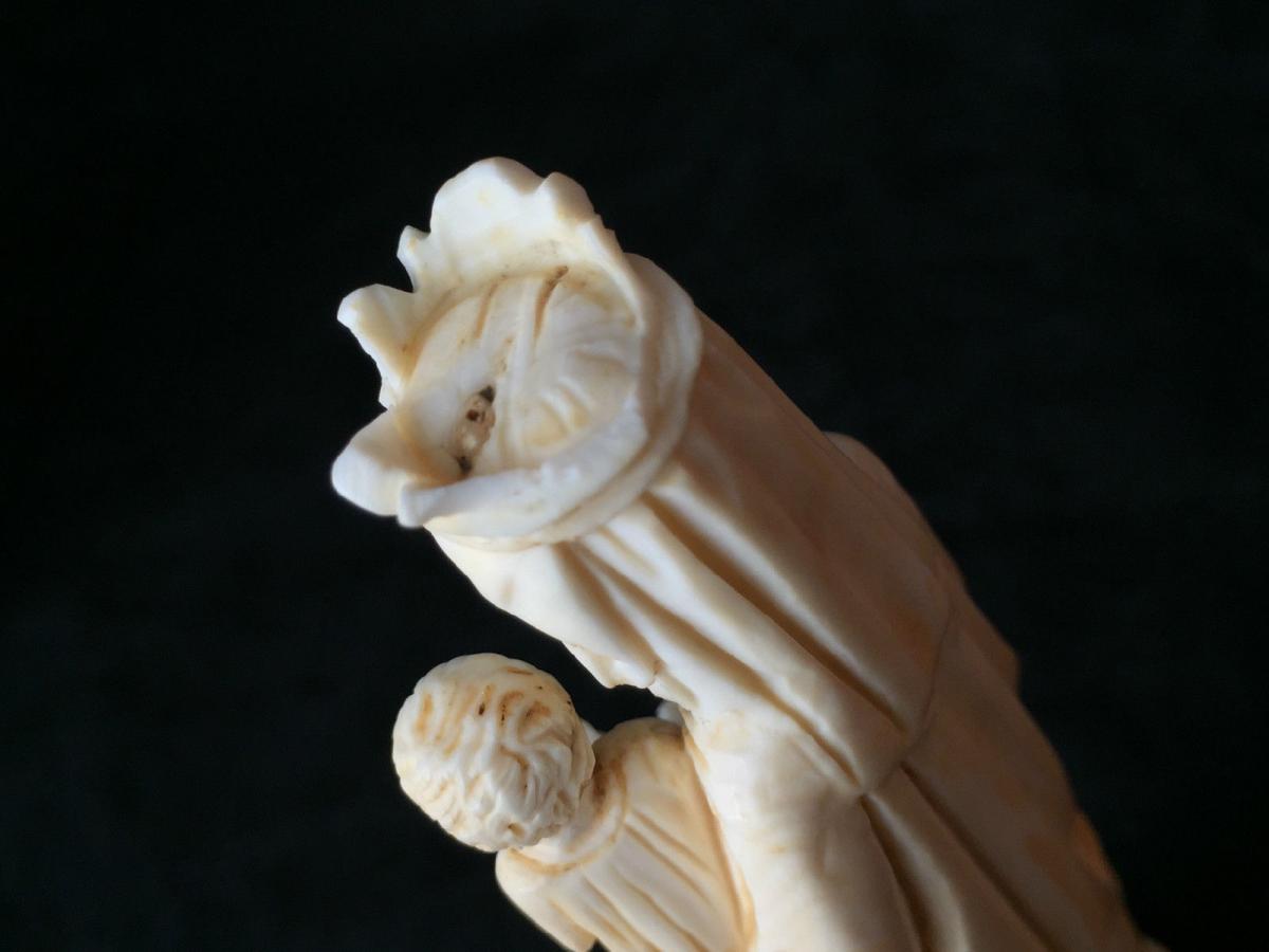 Vierge à l'Enfant XIXe Sculptée à la main-photo-7