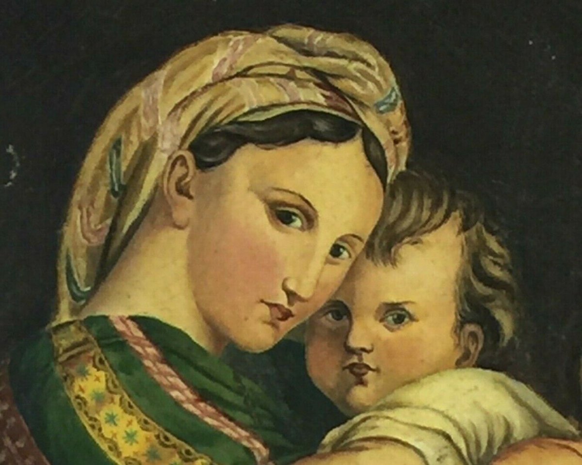 Oil On Canvas Virgin Al Child Madonna XIX Eme Resumption Of Raphael-photo-5