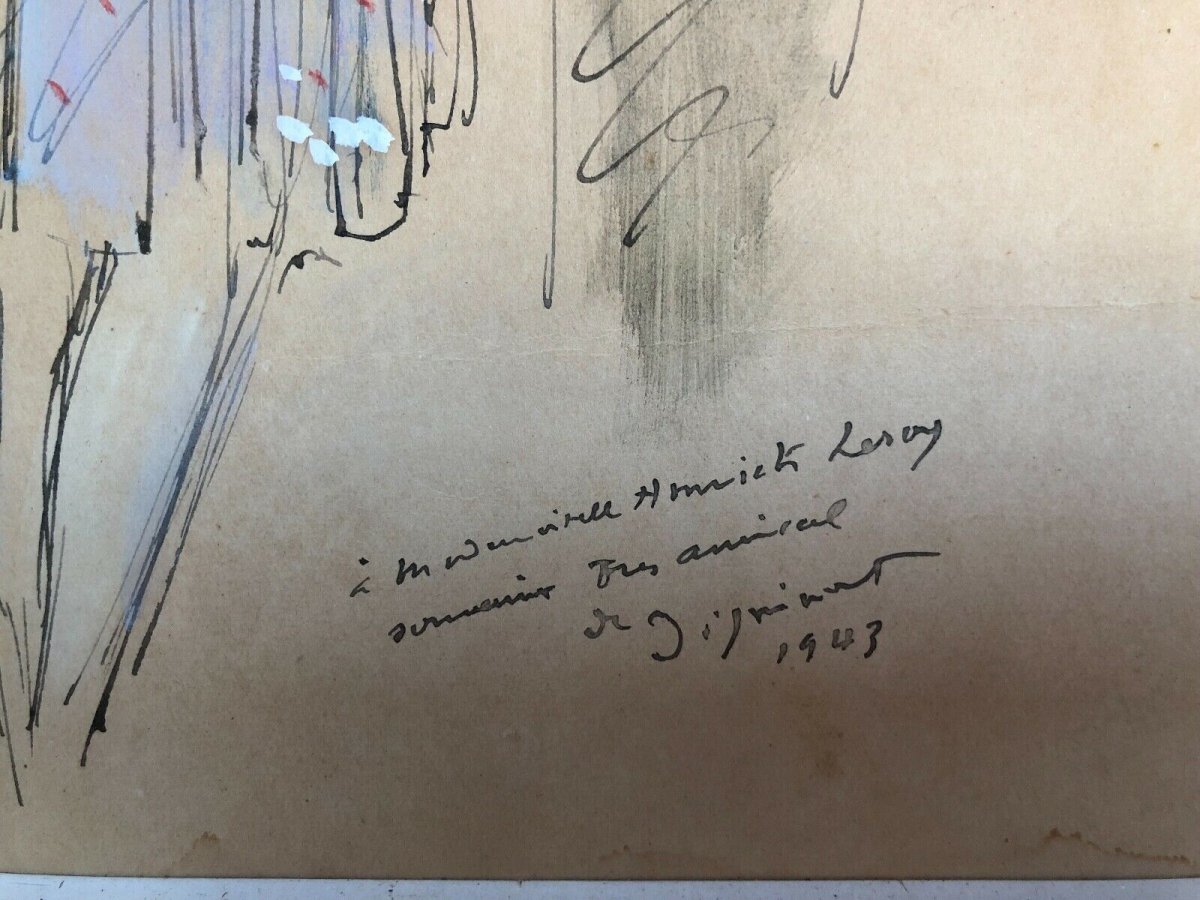 Aquarelle dessin rehaussé Femme 1943 Signée André Dignimont-photo-3