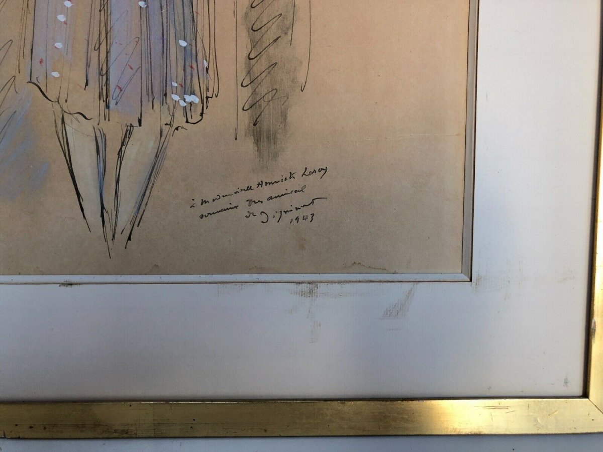 Aquarelle dessin rehaussé Femme 1943 Signée André Dignimont-photo-6