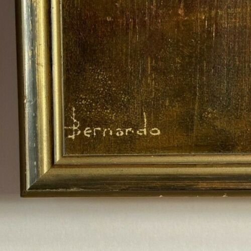 Oil On Cardboard By Bernardo Abstract Composition 1950-photo-3