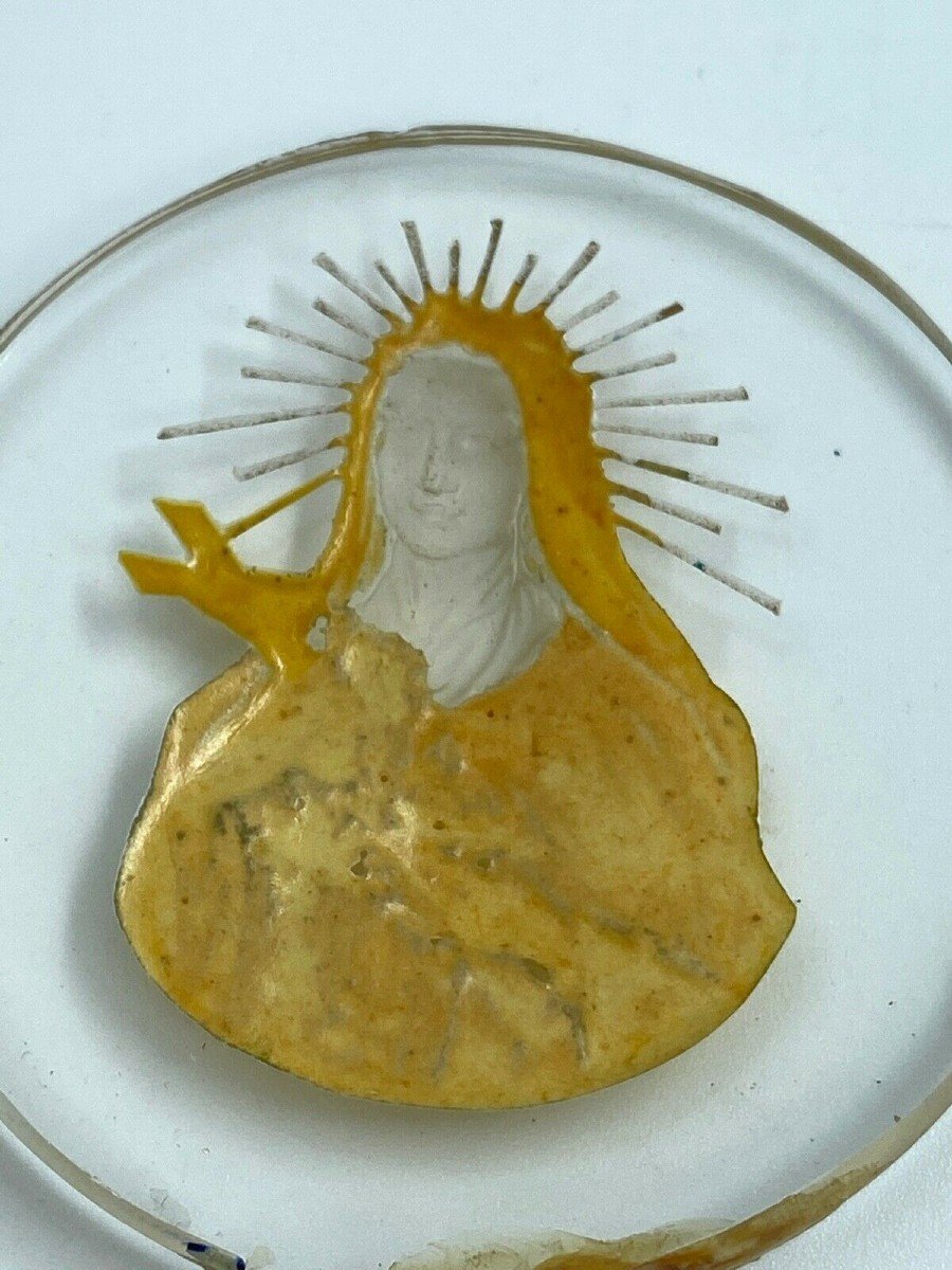 Intaille religieuse Sainte dans verre Fin XIXe-photo-4