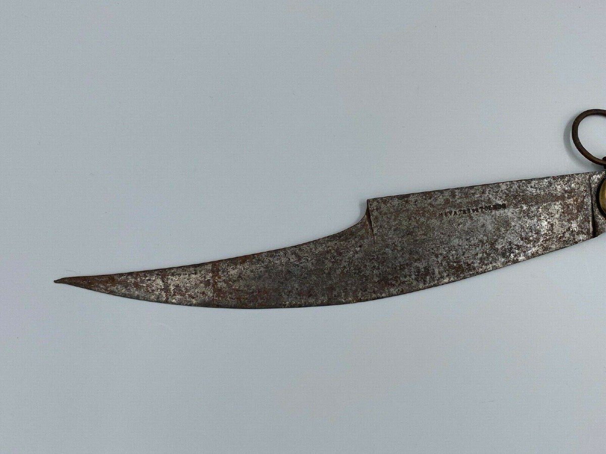 Rare Couteau Navajas De Toledo XIXeme Corne Laiton Dore Cloutage-photo-2