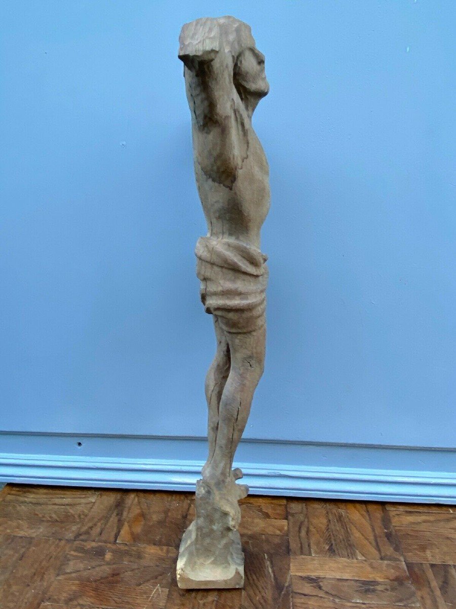 Christ XVIIIeme Bois Sculpte Drape-photo-3