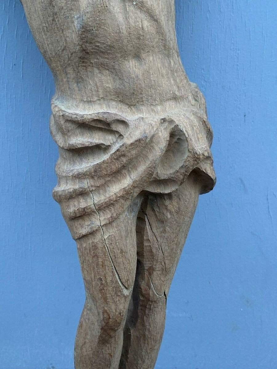 Christ XVIIIeme Bois Sculpte Drape-photo-3