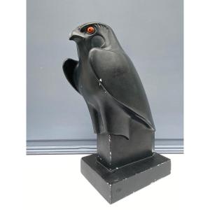 Plaster Casting 1950 Horus Falcon Geometric Black Patina
