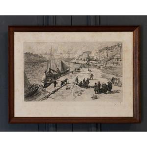 Engraving By René Pinard Port Of Nantes Animated Scene 1929 Numbered 2/18