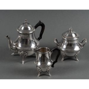Silver Metal Coffee Service Decorated In Louis XVI Style Late 19th Century