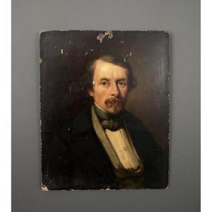Oil On Canvas Portrait Of A Man Napoleon III Signed With A Cross And 1846