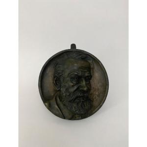 19th Century Bronze Medallion Representing Victor Hugo