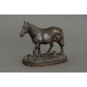 19th Century Bronze Draft Horse With Dark Brown Patina