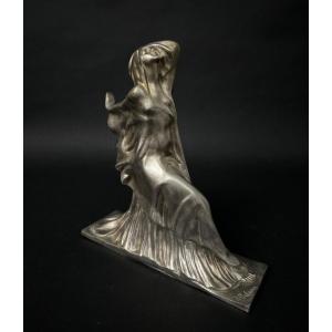 Statue Of Dancer By Serge Zelikson Woman With Art Deco Veil