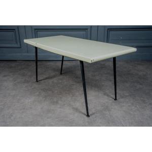 Coffee Table 1960 Cream Top Designer Tubular Foot