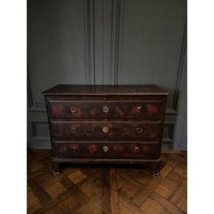 Chinese Lacquer Chest Of Drawers Decorated With Dragon Late 19th Century