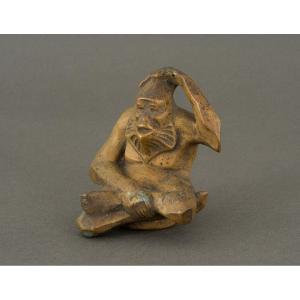 Bronze Subject Representing A Monkey 20th Century Light Brown Patina 1930