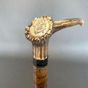Zoomorphic Horn Cane With Monogram Late 19th Century