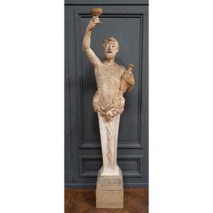 Anthropomorphic Plaster Statue Bacchus By Filleul Early 20th Century 200 Cm