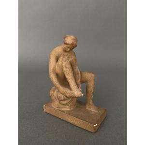 Plaster Sculpture Artist's Workshop Woman In Antique Early 20th Century