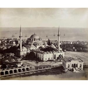 Photo Constantinople Mosquée de Bayazel XIXe albumine carton contrecollé