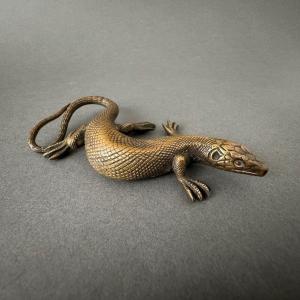 Finely Chiseled 19th Century Gilded Bronze Salamander