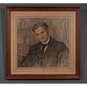 Aquarelle portrait de Paul Thoby chirurgien par E. Fougerat 1933