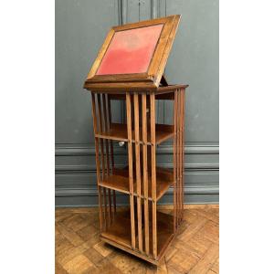 Revolving Bookcase By Terquem Decorated With A 1900 System Lectern