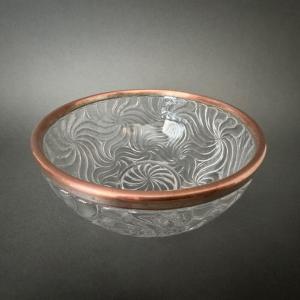 Baccarat Salad Bowl, Bamboo Model, Silver Metal Rim