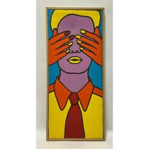 Oil On Canvas By Jeanne Surprendre Woman With Hidden Eyes 2001