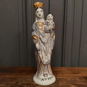 Vierge à l'Enfant en faïence XVIIIe marquage AVMA