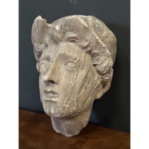 Sculpture à l'Antique en plâtre visage féminin début XXe