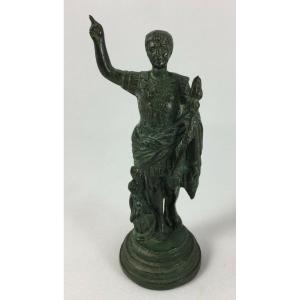 Sujet en bronze personnage à l'Antique patine verte dignitaire Romain XIXe