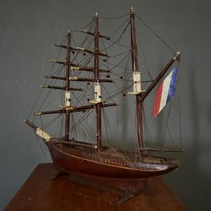 Model Of A 19th Century French Three-masted Ship In Cancale