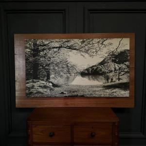 Photo sur un panneau de bois paysage de montagne 1960
