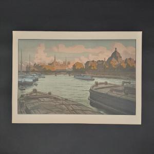 Lithographie par Henri Rivière Paysages Parisiens - L'Institut et la Cité