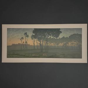 Lithographie par Henri Rivière La Féérie des Heures - L’Aube