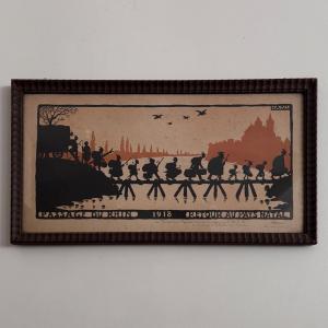 Lithographie en couleur par Hansi Passage du Rhin 1918