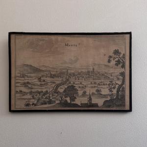 Gravure ancienne représentant Mante XVIIe