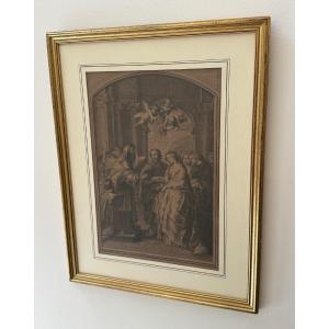 18th-century Engraving After The Marriage Of The Virgin By P. Rubens 