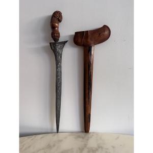 Kriss indonésien île de Madura Grande Iles de la Sonde manche sculpté