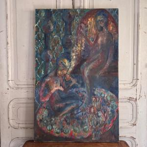 Oil On Canvas, Woman With Violin, By Véronique Maude Fini 