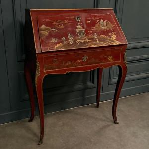 Secrétaire dos d'âne XIXe Napoléon III rehaussé de décors chinois 