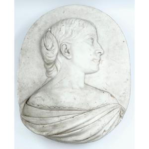 Marble Medallion, Profile, Late 18th/early 19th Century, Monogram Em